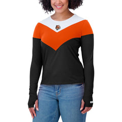 Cincinnati Bengals WEAR by Erin Andrews Women's Plus Size Chevron Tri-Blend Long Sleeve T-Shirt Black/Orange