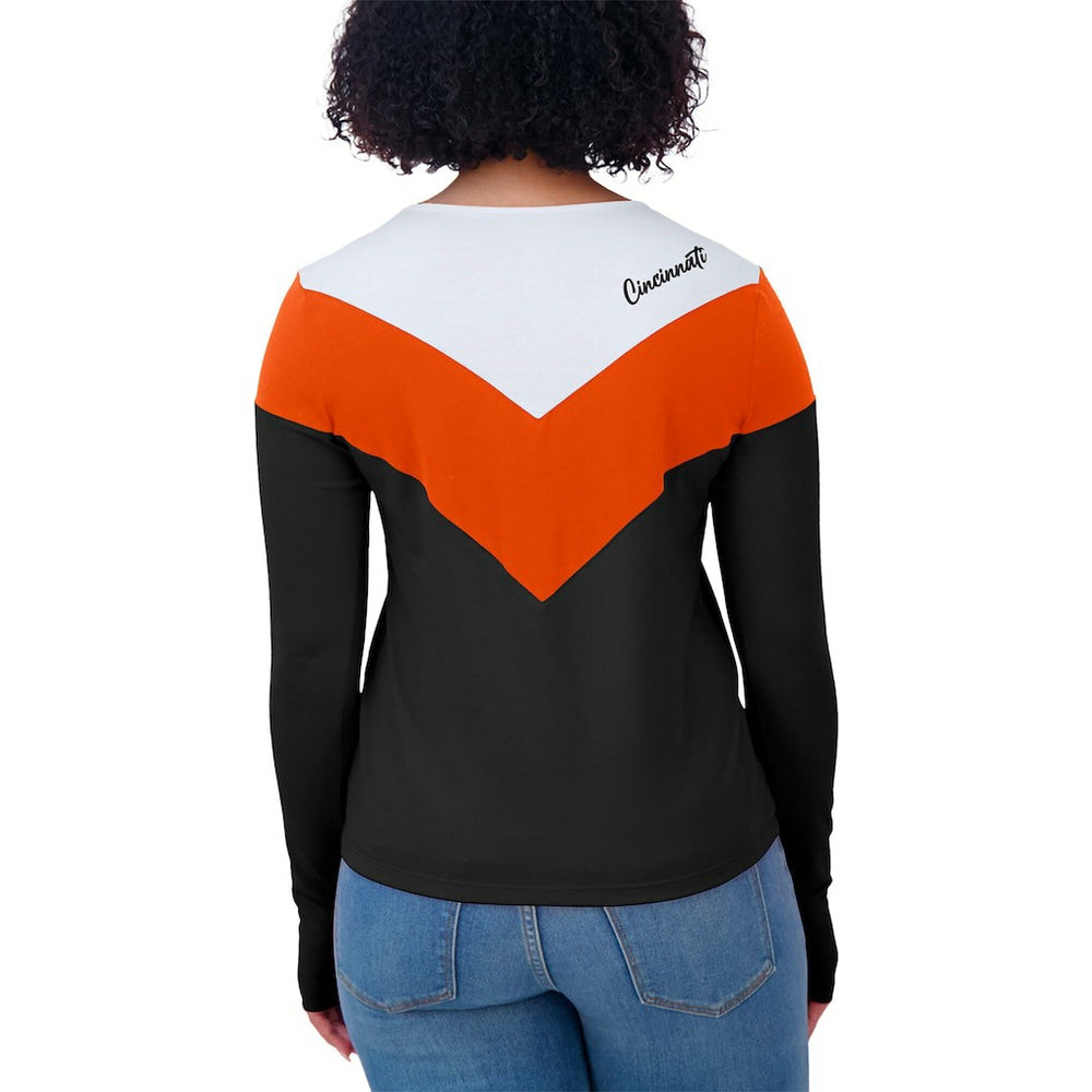 Cincinnati Bengals WEAR by Erin Andrews Women's Plus Size Chevron Tri-Blend Long Sleeve T-Shirt Black/Orange