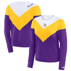 Minnesota Vikings WEAR by Erin Andrews Women's Plus Size Chevron Tri-Blend Long Sleeve T-Shirt White/Gold
