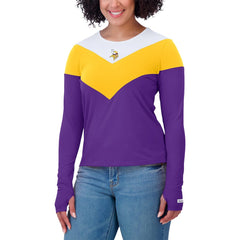 Minnesota Vikings WEAR by Erin Andrews Women's Plus Size Chevron Tri-Blend Long Sleeve T-Shirt White/Gold