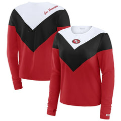 San Francisco 49ers WEAR by Erin Andrews Women's Plus Size Chevron Tri-Blend Long Sleeve T-Shirt Scarlet/Black