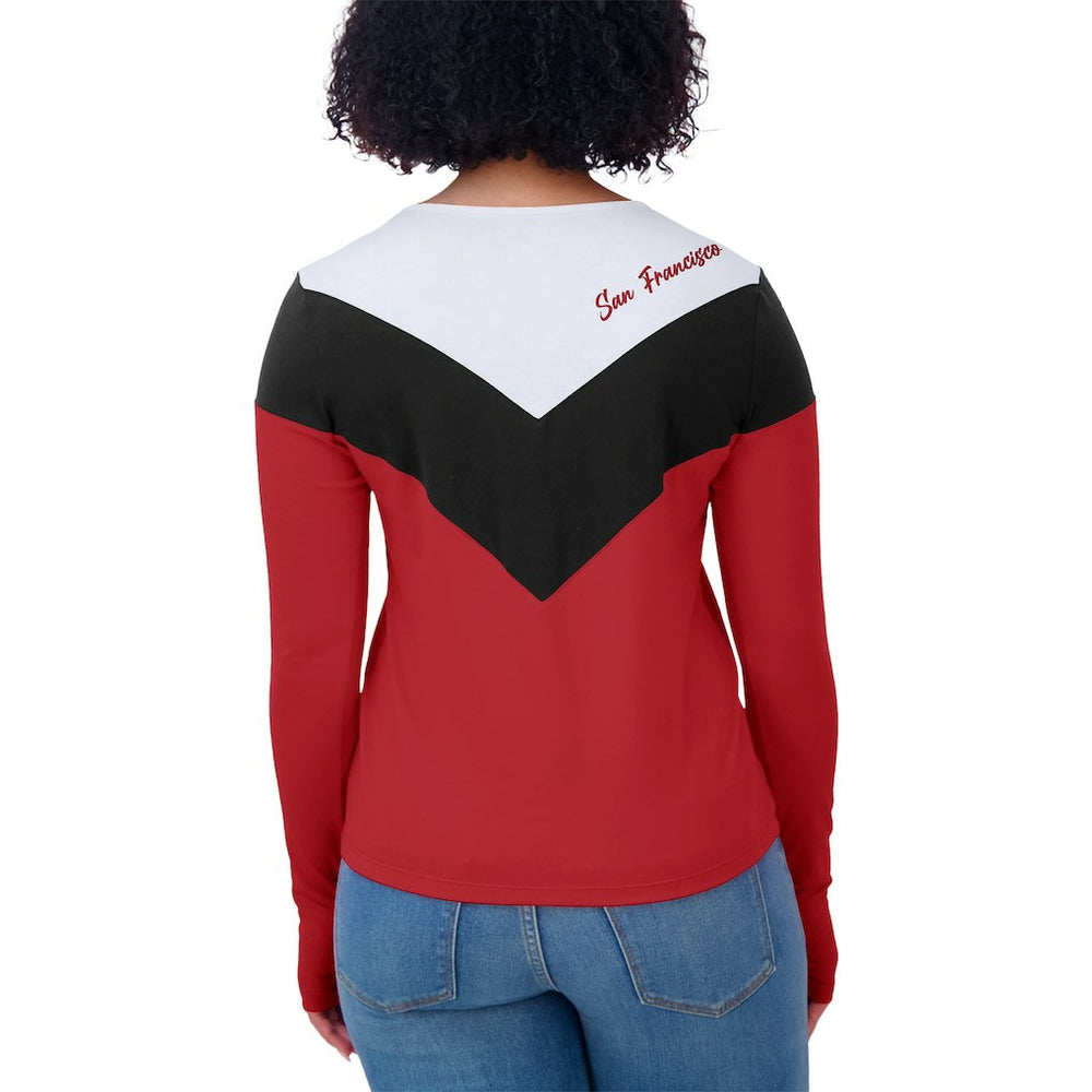 San Francisco 49ers WEAR by Erin Andrews Women's Plus Size Chevron Tri-Blend Long Sleeve T-Shirt Scarlet/Black