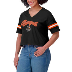 Cincinnati Bengals WEAR by Erin Andrews Women's Plus Size Color Block Boxy V-Neck T-Shirt Black