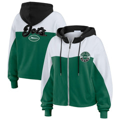 New York Jets WEAR by Erin Andrews Women's Color Block Full-Zip Hoodie Green/White