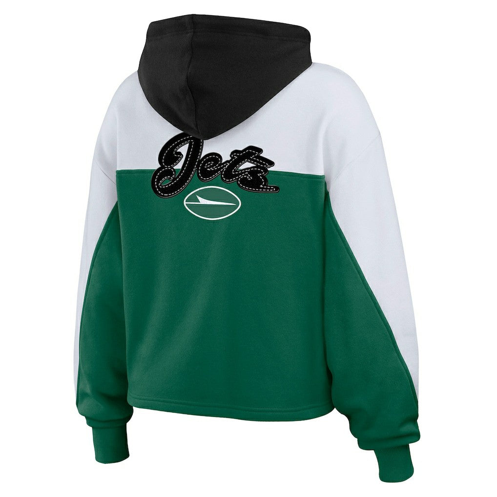 New York Jets WEAR by Erin Andrews Women's Color Block Full-Zip Hoodie Green/White