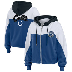 Indianapolis Colts WEAR by Erin Andrews Women's Plus Size Color Block Full-Zip Hoodie Royal