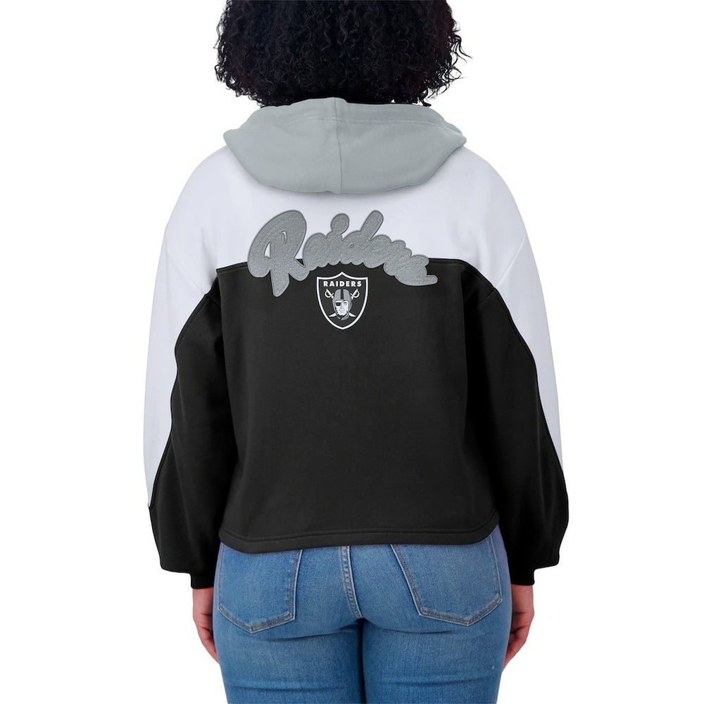 Las Vegas Raiders WEAR by Erin Andrews Women's Plus Size Color Block Full-Zip Hoodie Black