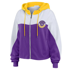 Minnesota Vikings WEAR by Erin Andrews Women's Plus Size Color Block Full-Zip Hoodie Purple