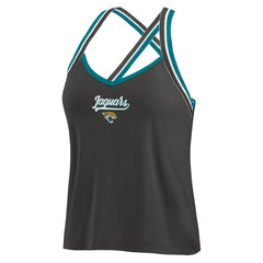 Jacksonville Jaguars WEAR by Erin Andrews Women's Cross Strap Tri-Blend Tank Top Black