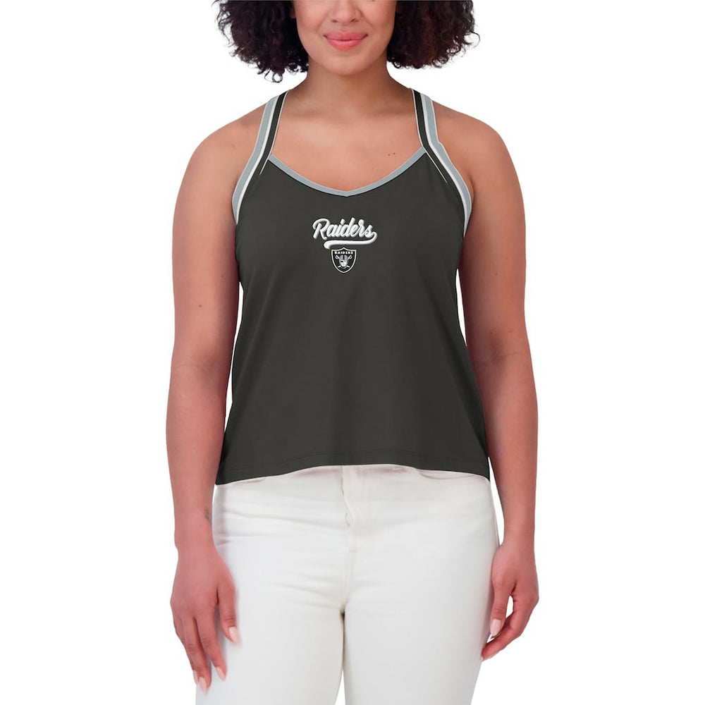 Las Vegas Raiders WEAR by Erin Andrews Women's Cross Strap Tri-Blend Tank Top Black
