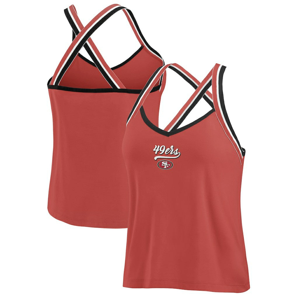 San Francisco 49ers WEAR by Erin Andrews Women's Cross Strap Tri-Blend Tank Top Scarlet