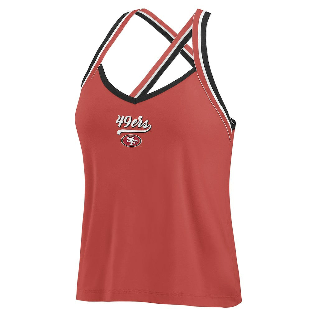San Francisco 49ers WEAR by Erin Andrews Women's Cross Strap Tri-Blend Tank Top Scarlet