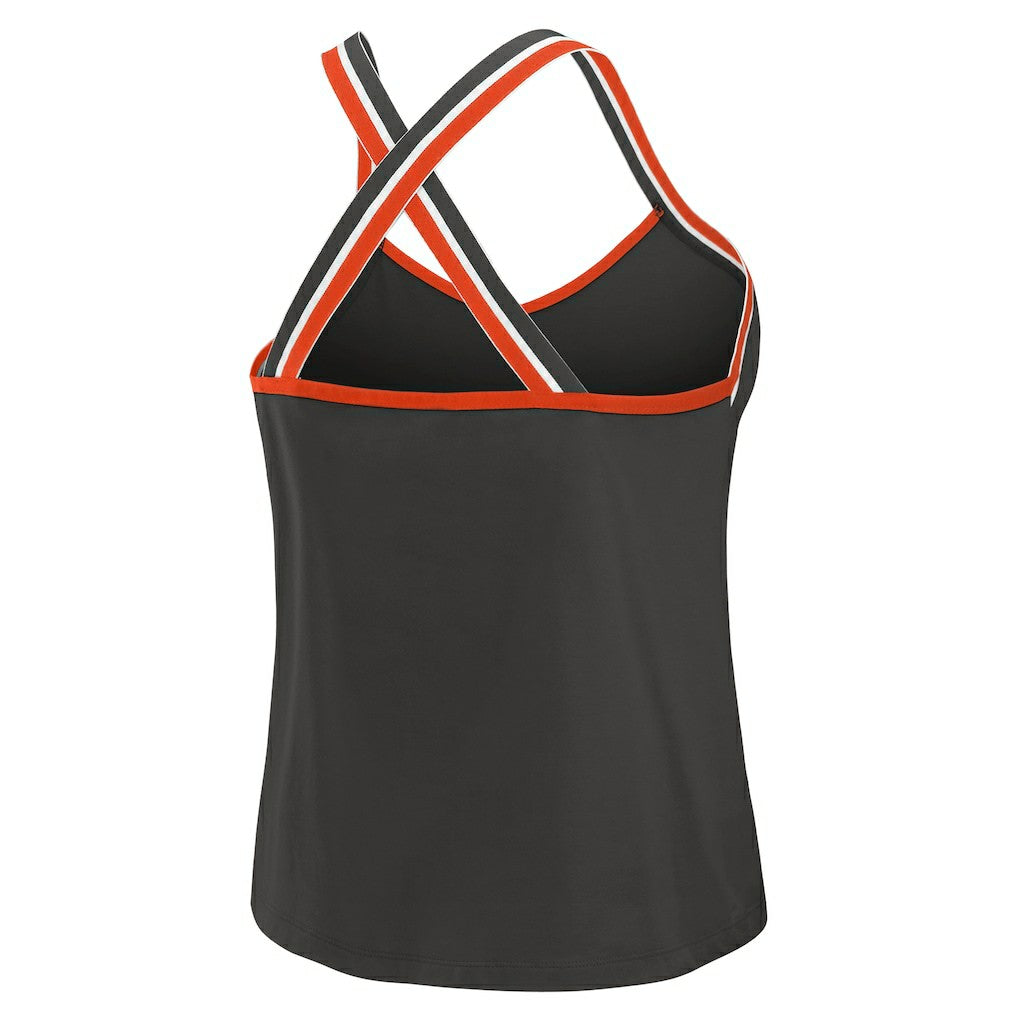 Cincinnati Bengals WEAR by Erin Andrews Women's Cross Strap Tri-Blend Tank Top Black
