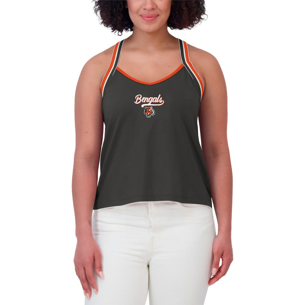 Cincinnati Bengals WEAR by Erin Andrews Women's Cross Strap Tri-Blend Tank Top Black