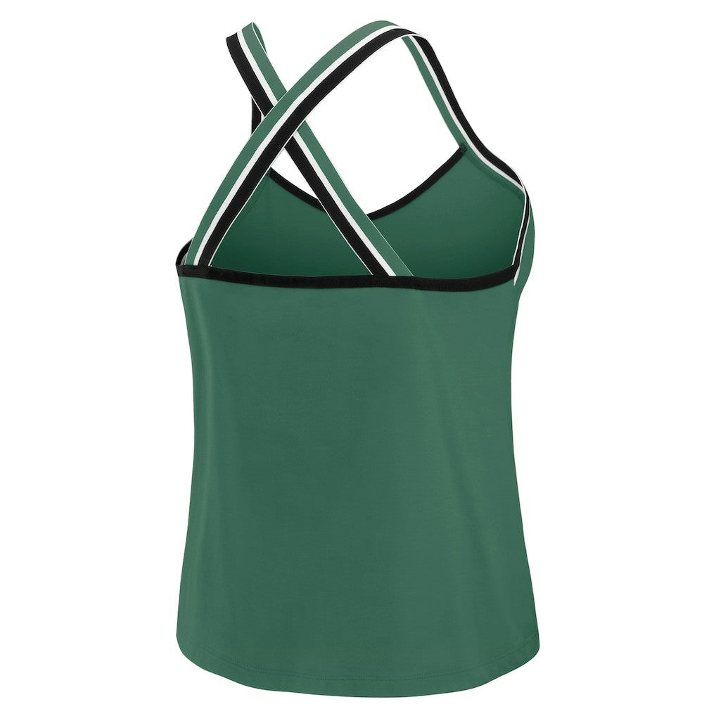 New York Jets WEAR by Erin Andrews Women's Cross Strap Tri-Blend Tank Top Green
