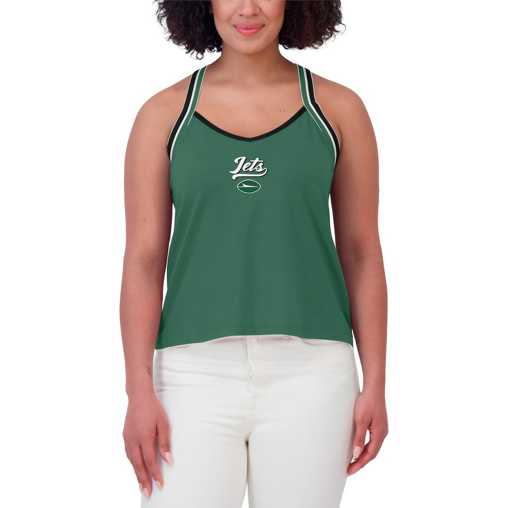 New York Jets WEAR by Erin Andrews Women's Cross Strap Tri-Blend Tank Top Green