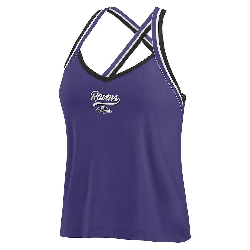 Baltimore Ravens WEAR by Erin Andrews Women's Cross Strap Tri-Blend Tank Top Purple