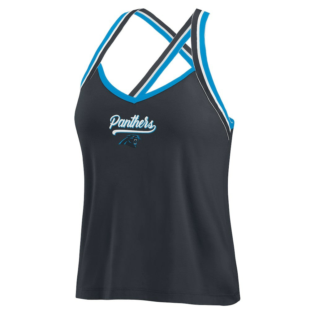 Carolina Panthers WEAR by Erin Andrews Women's Cross Strap Tri-Blend Tank Top Black