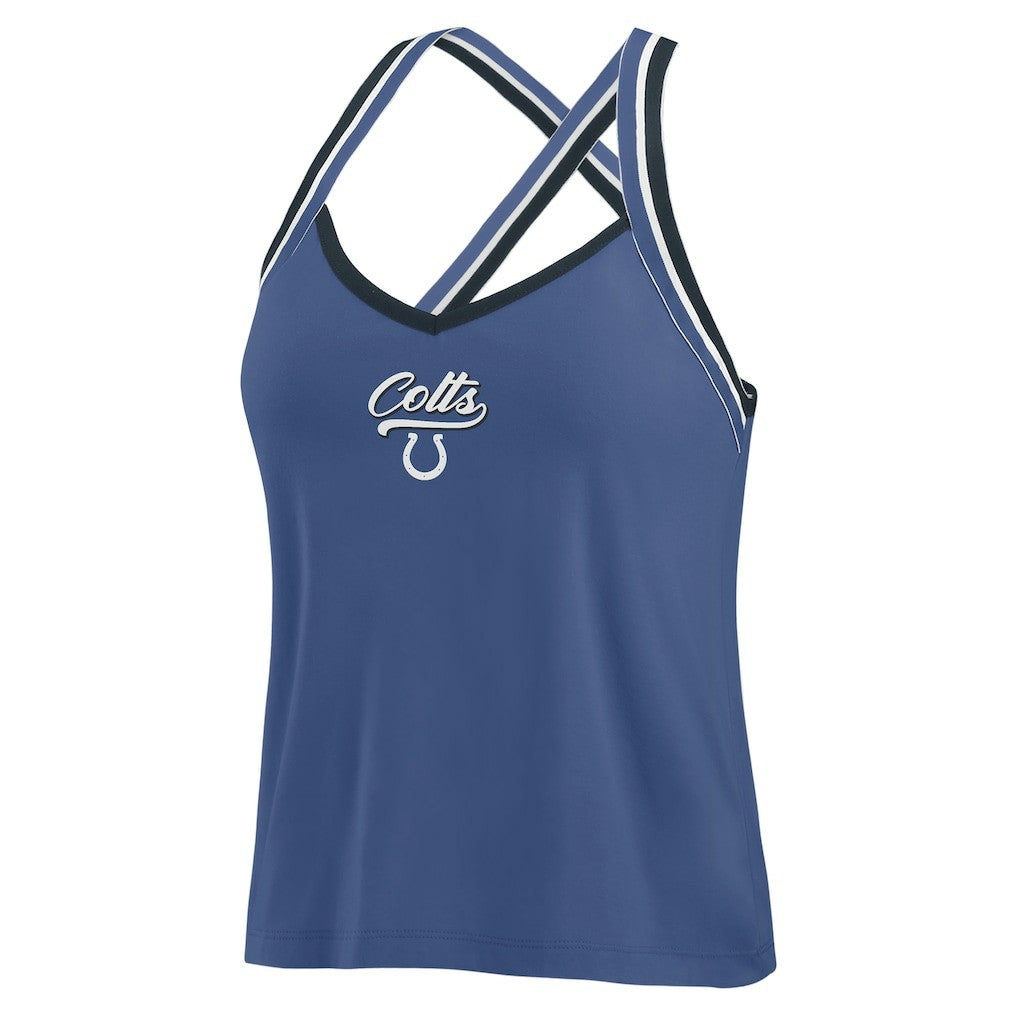 Indianapolis Colts WEAR by Erin Andrews Women's Cross Strap Tri-Blend Tank Top Royal