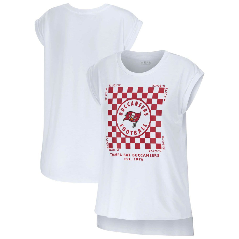 Tampa Bay Buccaneers WEAR by Erin Andrews Women's Checker Muscle Tank Top White