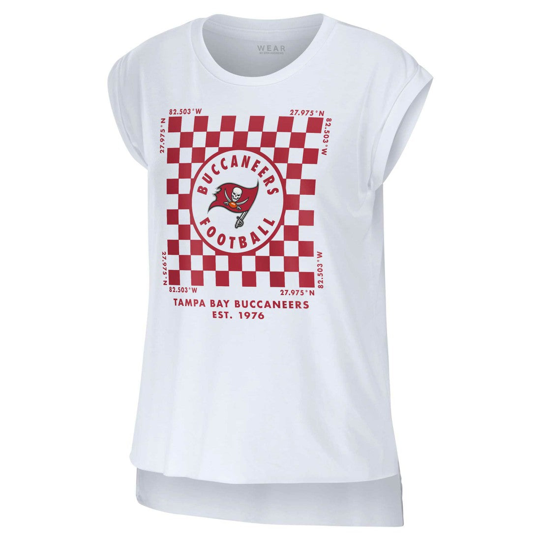 Tampa Bay Buccaneers WEAR by Erin Andrews Women's Checker Muscle Tank Top White
