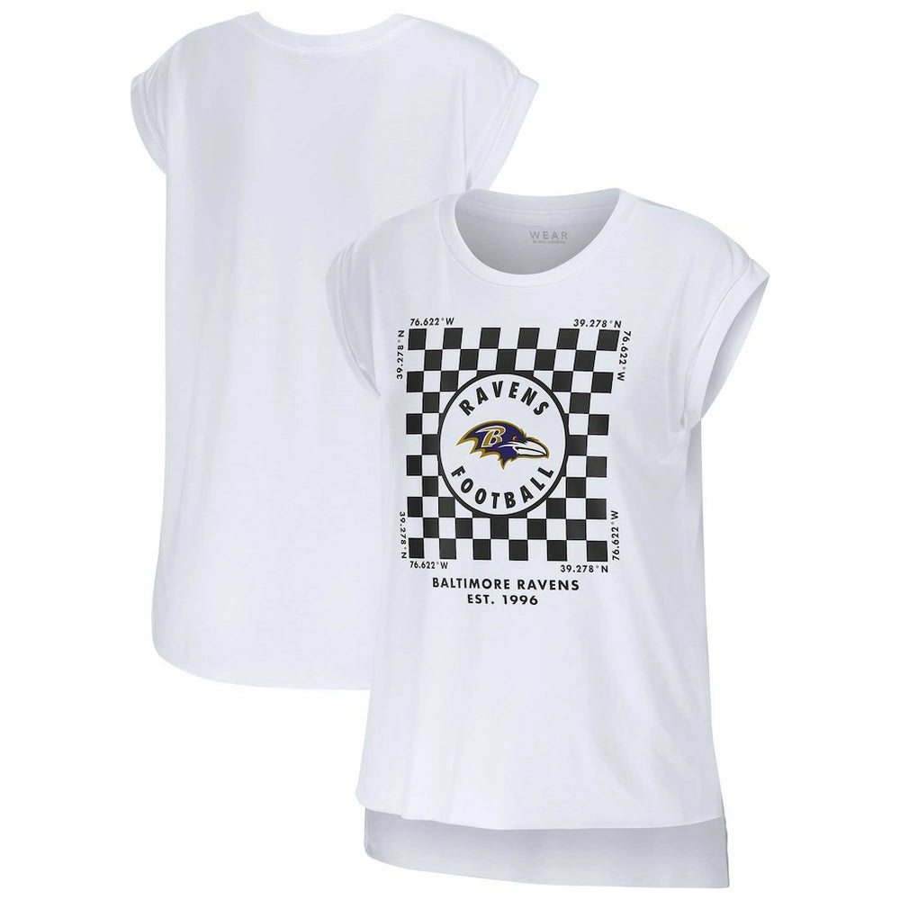 Baltimore Ravens WEAR by Erin Andrews Women's Checker Muscle Tank Top White