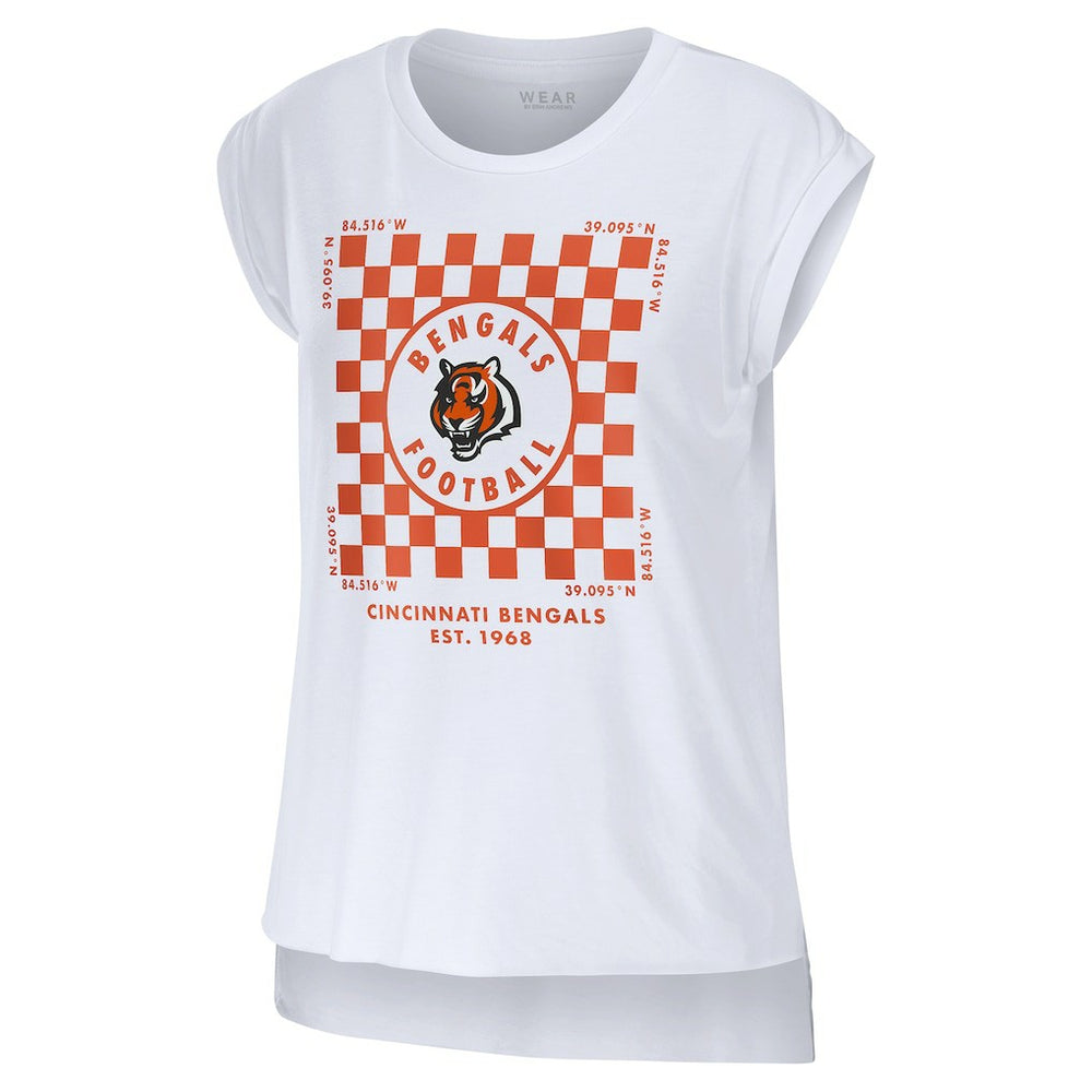 Cincinnati Bengals WEAR by Erin Andrews Women's Checker Muscle Tank Top White