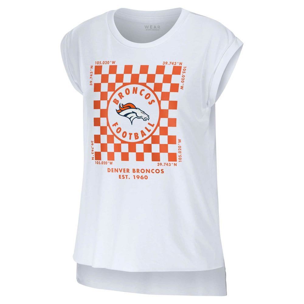 Denver Broncos WEAR by Erin Andrews Women's Checker Muscle Tank Top White