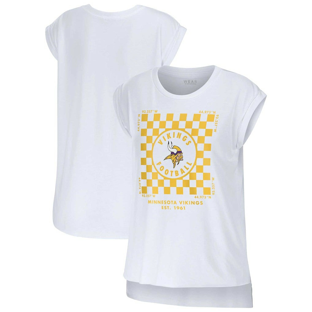 Minnesota Vikings WEAR by Erin Andrews Women's Checker Muscle Tank Top White