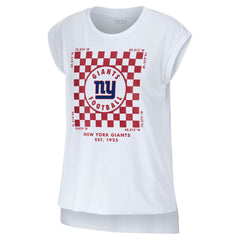 New York Giants WEAR by Erin Andrews Women's Checker Muscle Tank Top White