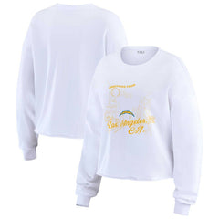 Los Angeles Chargers WEAR by Erin Andrews Women's Postcard Cropped Long Sleeve Top White
