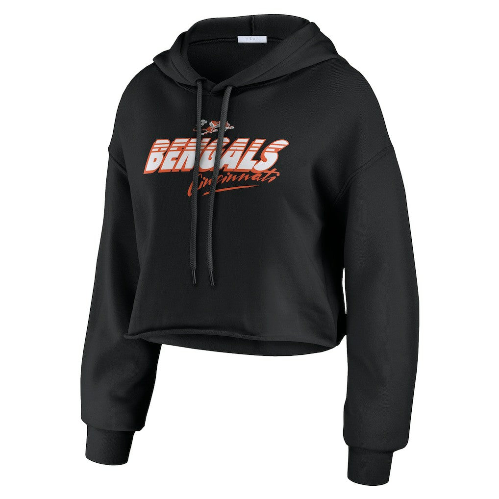 Cincinnati Bengals WEAR by Erin Andrews Women's Prime Cropped Pullover Hoodie Black
