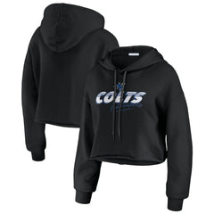 Indianapolis Colts WEAR by Erin Andrews Women's Prime Cropped Pullover Hoodie Black