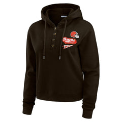 Cleveland Browns WEAR by Erin Andrews Women's Waffle-Knit Pullover Hoodie Brown