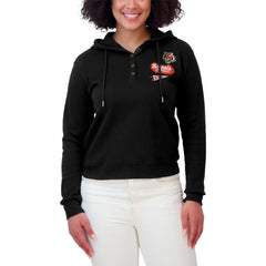 Cincinnati Bengals WEAR by Erin Andrews Women's Waffle-Knit Pullover Hoodie Black