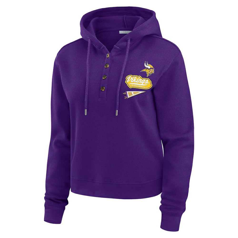 Minnesota Vikings WEAR by Erin Andrews Women's Waffle-Knit Pullover Hoodie Purple