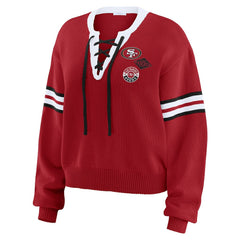 San Francisco 49ers WEAR by Erin Andrews Women's Lace-Up Sweater Scarlet
