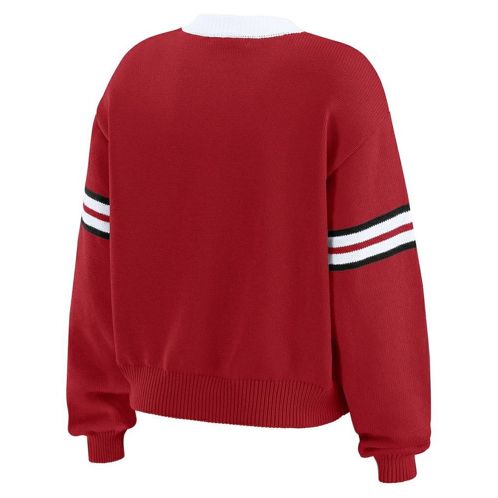 San Francisco 49ers WEAR by Erin Andrews Women's Lace-Up Sweater Scarlet
