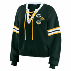 Green Bay Packers WEAR by Erin Andrews Women's Lace-Up Sweater Green