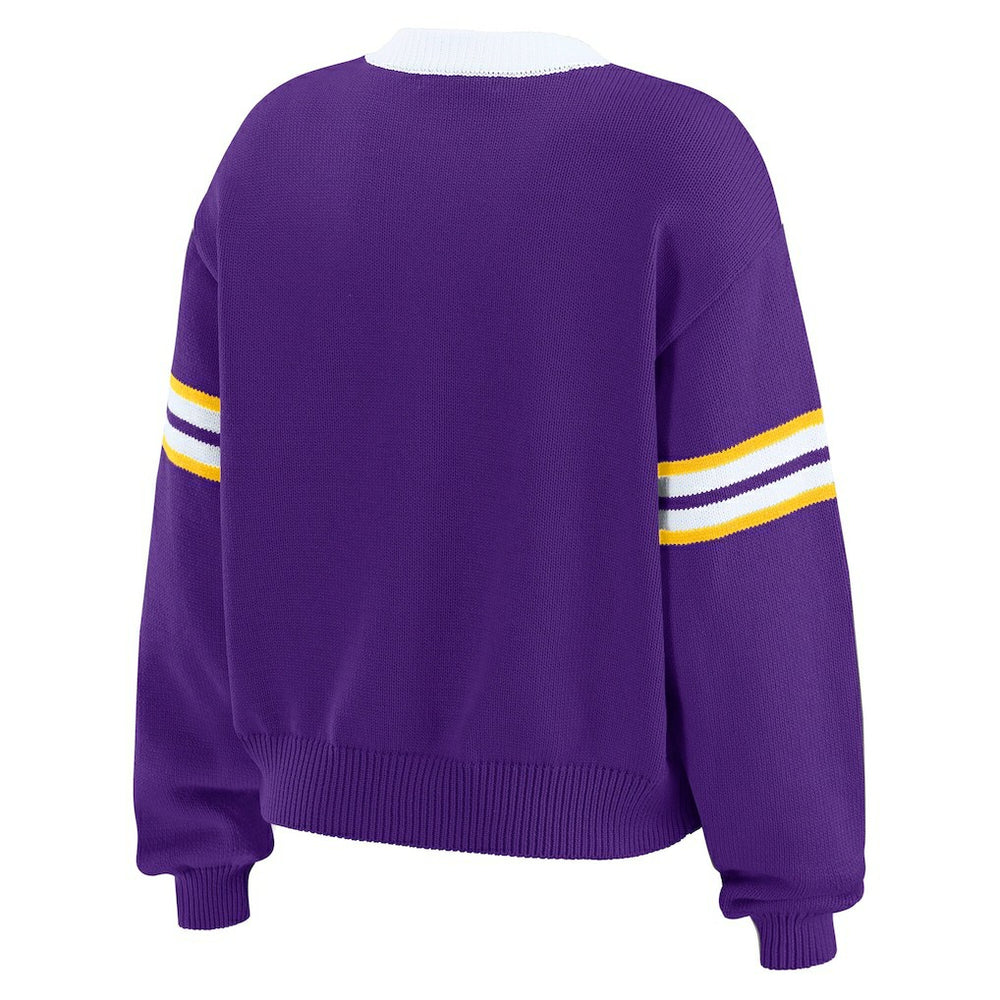 Minnesota Vikings WEAR by Erin Andrews Women's Lace-Up Sweater Purple