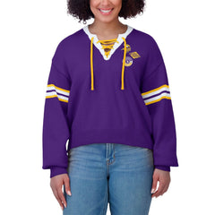 Minnesota Vikings WEAR by Erin Andrews Women's Lace-Up Sweater Purple
