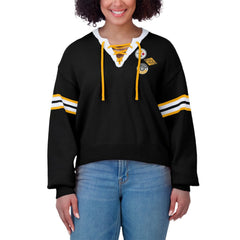 Pittsburgh Steelers WEAR by Erin Andrews Women's Lace-Up Sweater Black