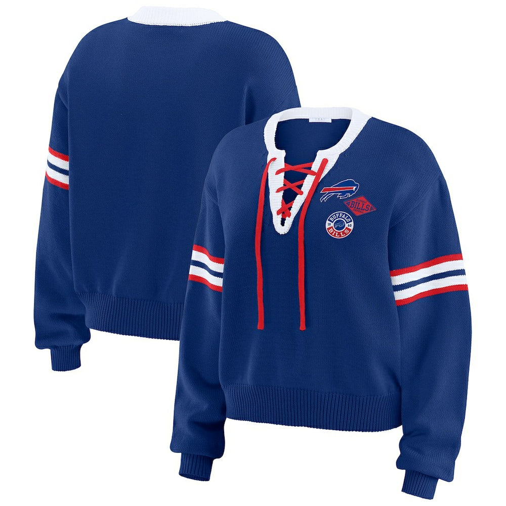 Buffalo Bills WEAR by Erin Andrews Women's Lace-Up Sweater Royal
