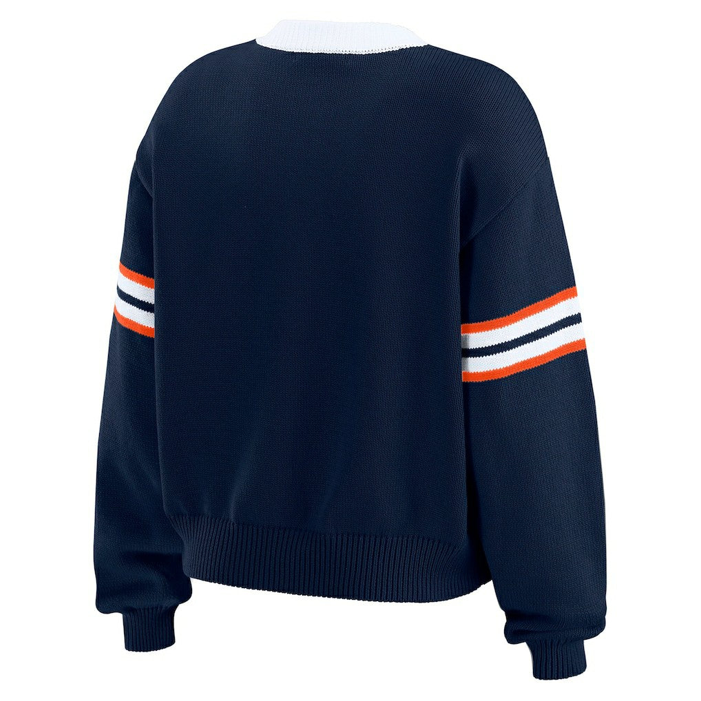 Denver Broncos WEAR by Erin Andrews Women's Lace-Up Sweater Navy