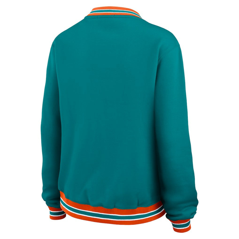 Miami Dolphins WEAR by Erin Andrews Women's Oversized Long Sleeve V-Neck Sweatshirt Aqua