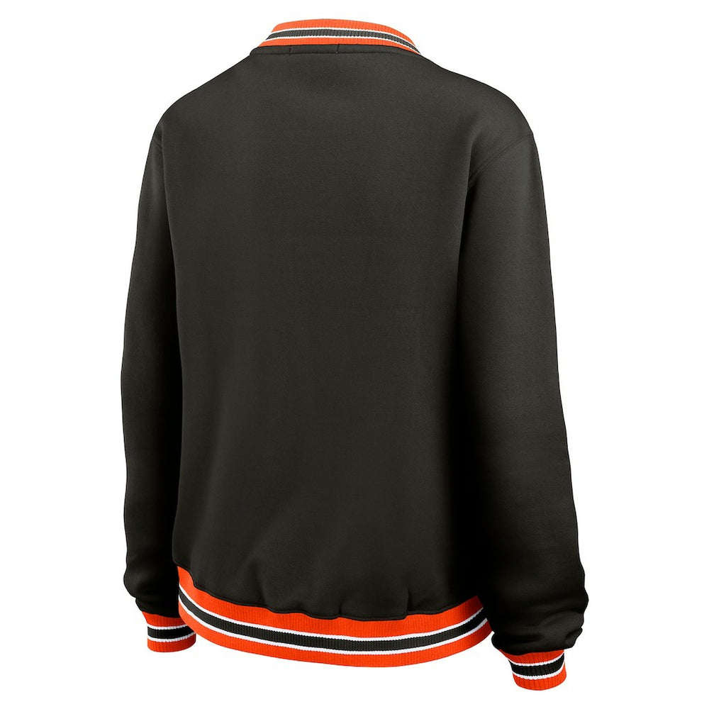 Cincinnati Bengals WEAR by Erin Andrews Women's Oversized Long Sleeve V-Neck Sweatshirt Black
