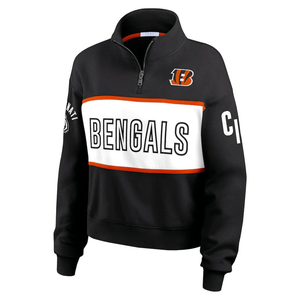 Cincinnati Bengals WEAR by Erin Andrews Women's Quarter-Zip Jacket Black