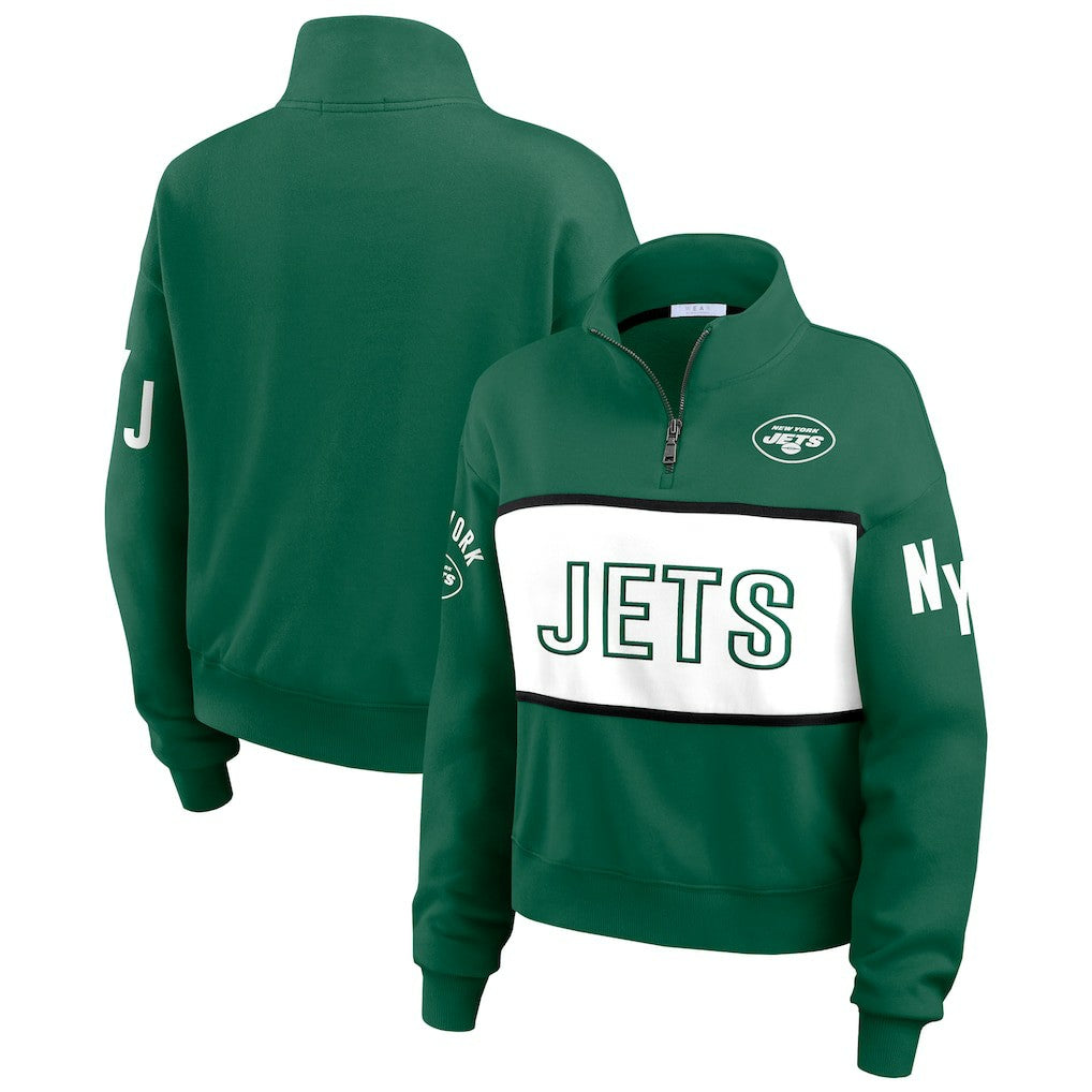 New York Jets WEAR by Erin Andrews Women's Quarter-Zip Jacket Green
