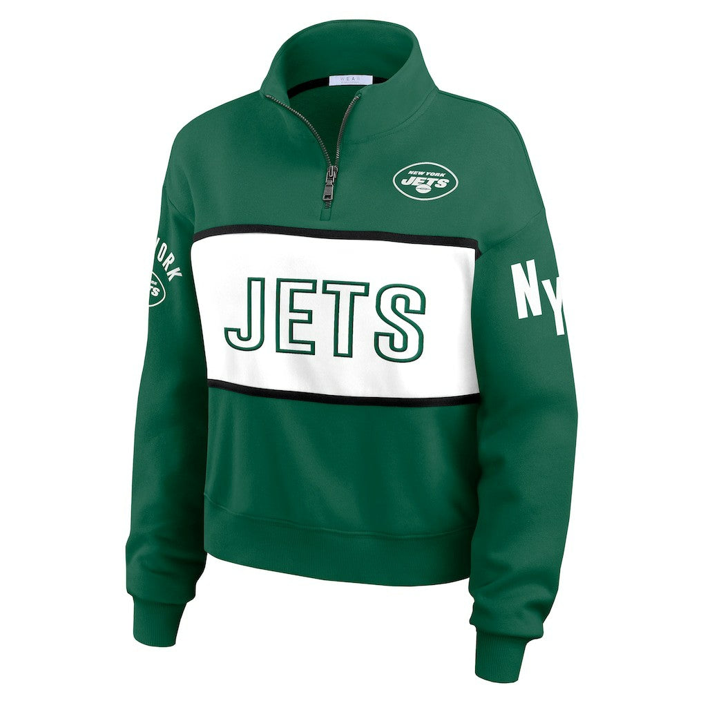 New York Jets WEAR by Erin Andrews Women's Quarter-Zip Jacket Green