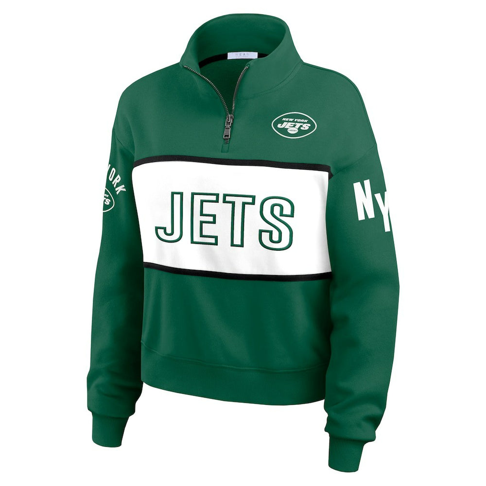 New York Jets WEAR by Erin Andrews Women's Quarter-Zip Jacket Green